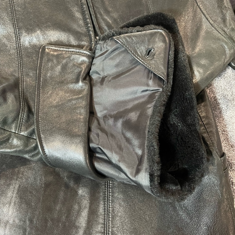 Adler Collection Genuine Lambskin Leather Jacket Belted Coat Black Size Medium - Picture 8 of 16